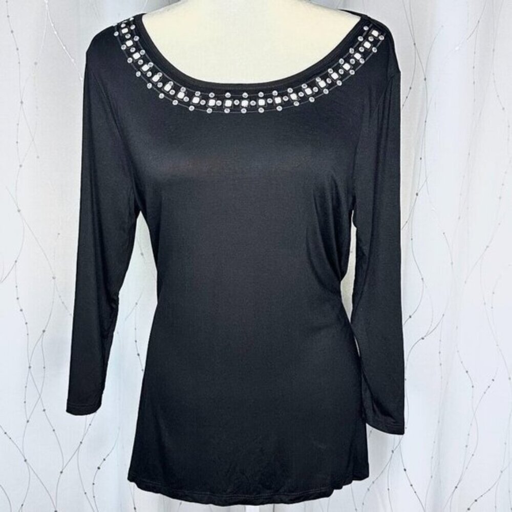 Cable & Gauge Black Rhinestone Blouse